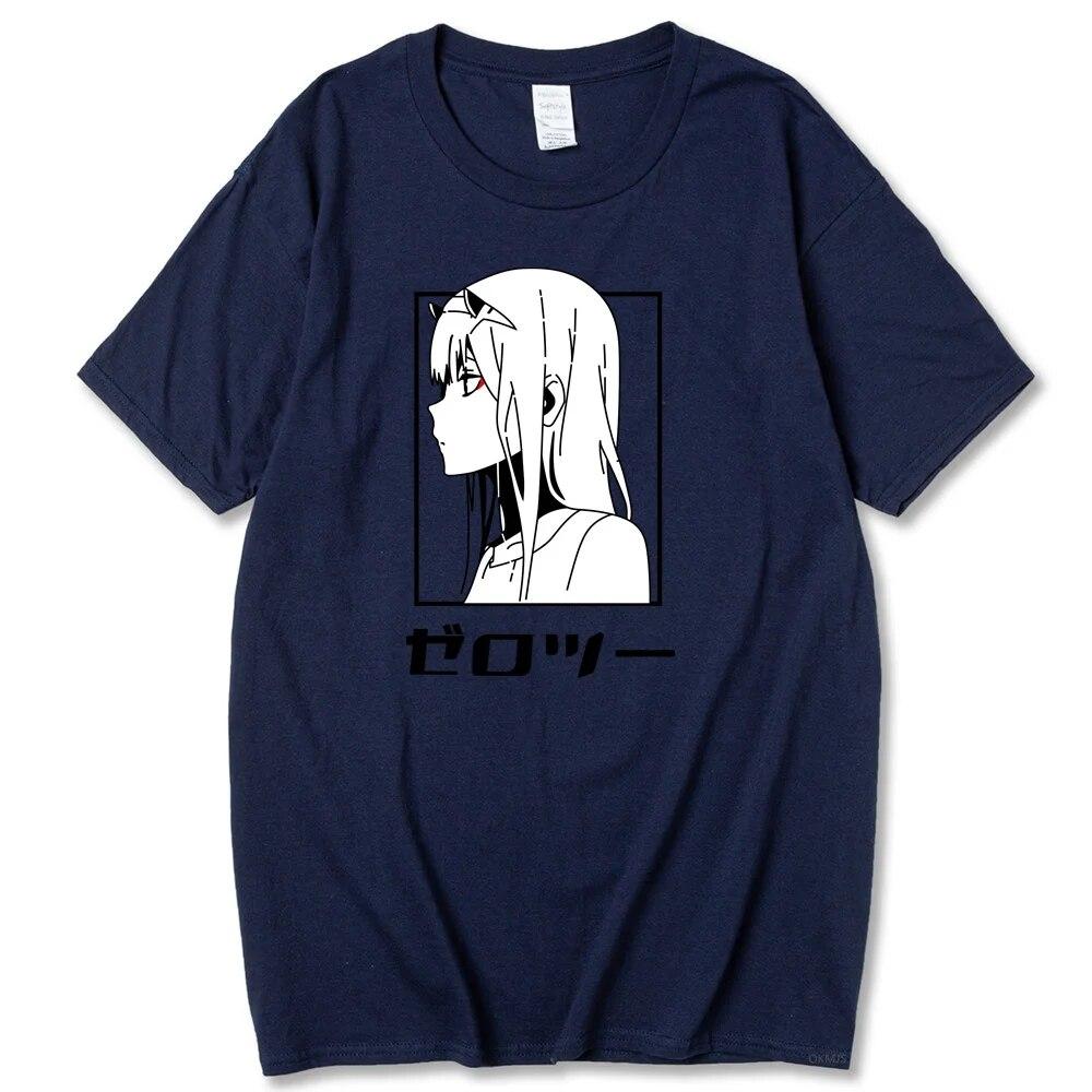 Tricou cu anime japonez Darling In The Franxx unisex Kawaii Cartoon Zero Two Tricou Harajuku Unisex Topuri Unisexga Tricou grafic Bărbați Unisex