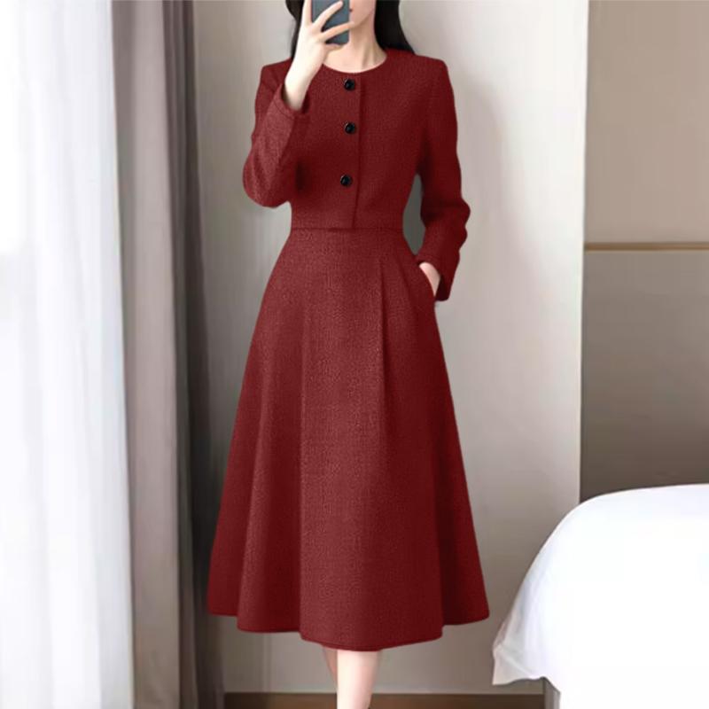 ZANZEA Women Casual Round Neck Long Sleeve A-Line Dress