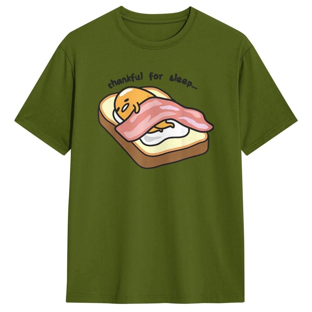 Men's Gudetama Thankful For Sleep Toasty T-Shirts 100% Cotton Top Tees Short-Sleeve T-Shirt O-Neck Harajuku Tshirt Plus Size 5XL