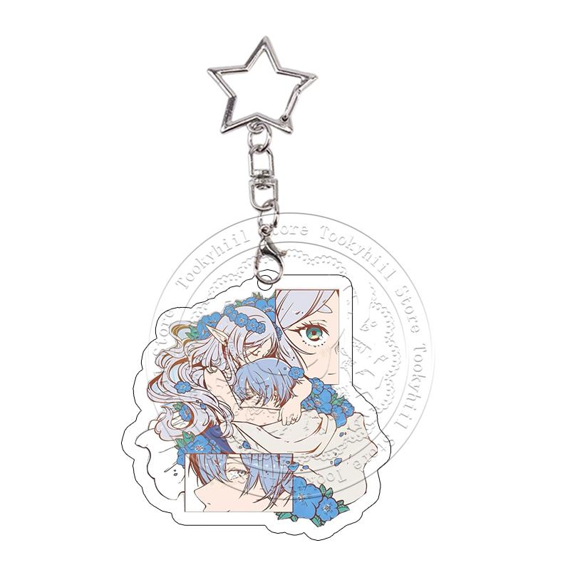 Chibi Sousou No Frieren Acryl Schlüsselanhänger Fern Stark Exquisite Schultaschen Dekoration Anime Cartoon Zubehör Anhänger Schlüsselanhänger Geschenk