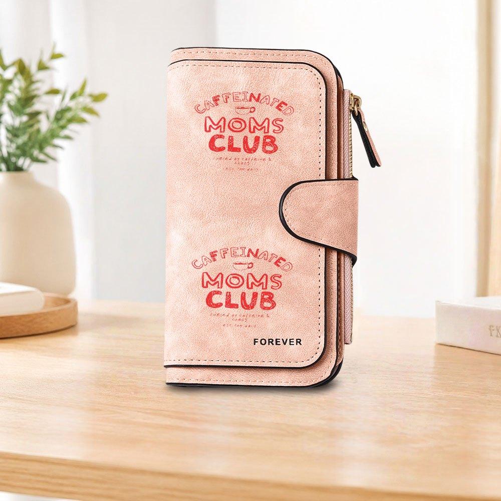 Coffee Mom Club Long Zipper Wallet Large Capacity Card Holder Unisex Clutch Bag Fashionable Zipper Coin Purse Perfect For Daily Commute Travel