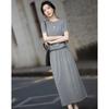 Women's Summer Two-Piece Set with Twisted Top and Elastic Waist Skirt