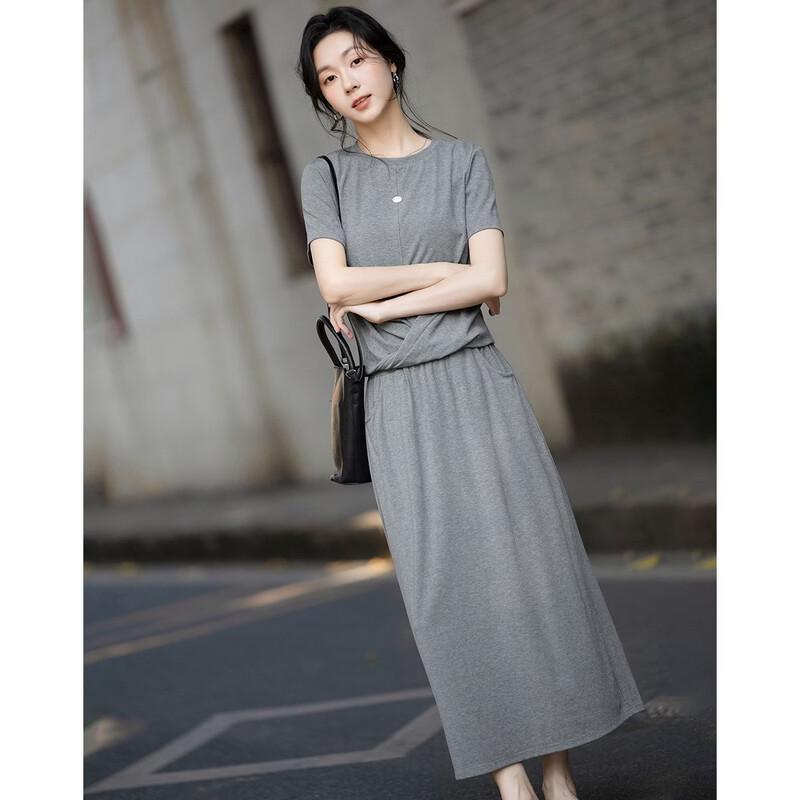 Women's Summer Two-Piece Set with Twisted Top and Elastic Waist Skirt