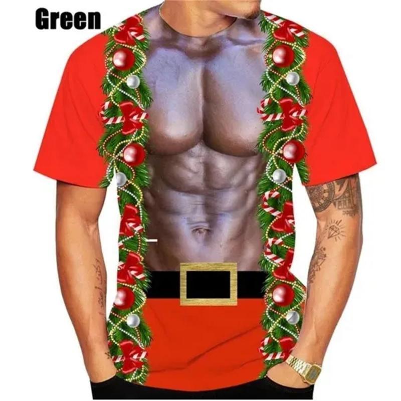 3D Sexy Fake Muskel Druck T-Shirt Für Hässliche Weihnachts-T-Shirts Kinder Mode Streetwear Kurzarm Damen Lustige Kleidung
