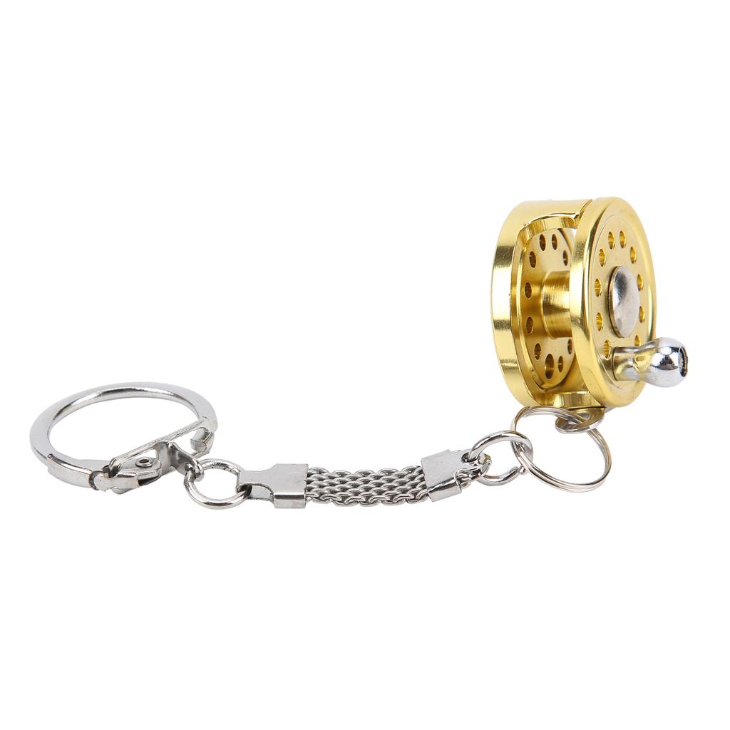 Aluminum Alloy Mini Fishing Reel Keychain Pendant Decorative Portable Fly Reel Key Ring