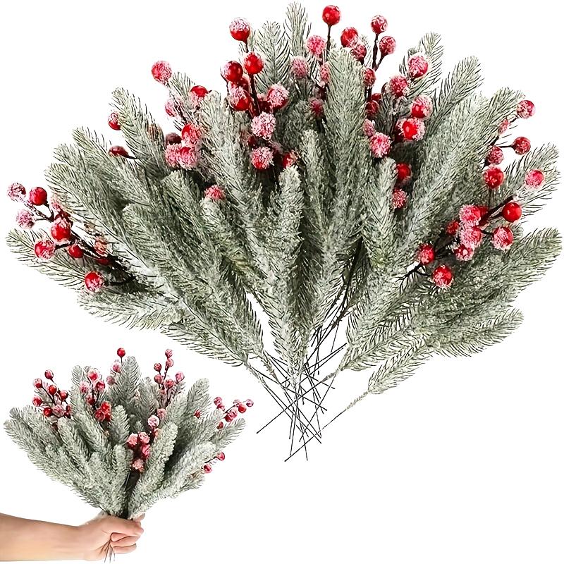 12PCS Christmas Cuttings Table Centerpieces Snowfall Berry Design Christmas Decorations Snow Scene Design Home Decor Winter
