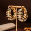 Vintage Enamel Threaded Steel Needle Earrings Unique Personality Geometric Line Sense Female