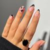 24PCS Spicy Cool Short Almond False Nails with Glue Brown Leopard Print Simple Patterns Fake Nails for Women Detachable Press On