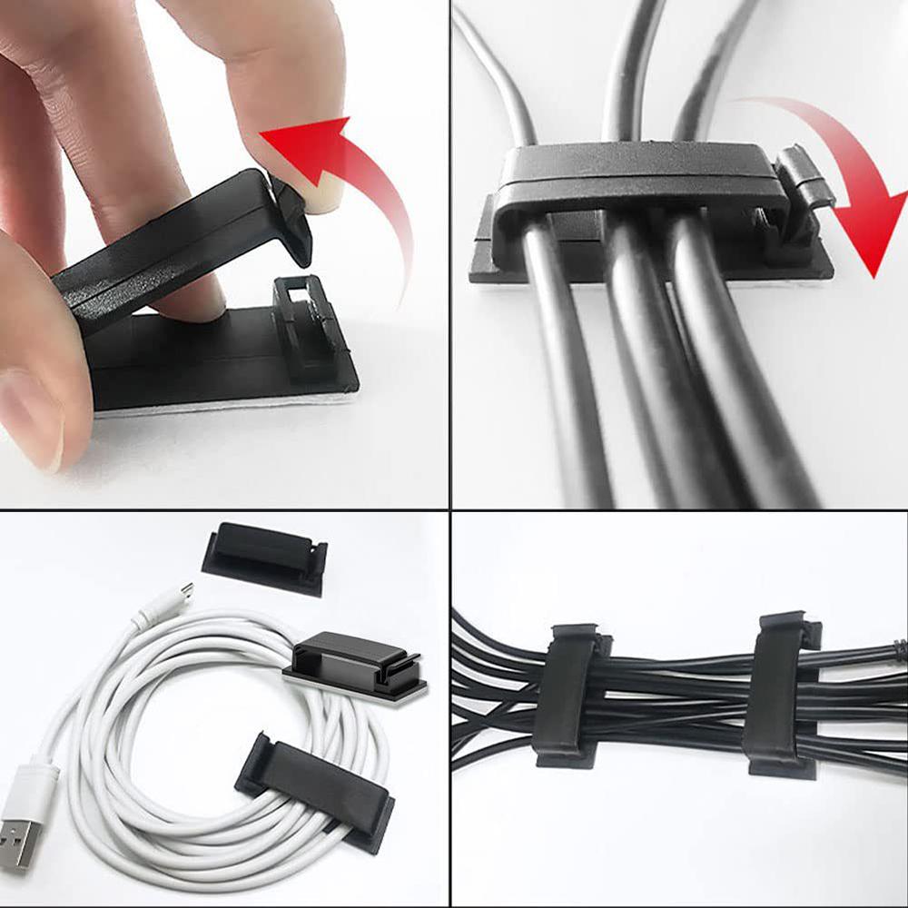 Adhesive Cable Clip, Self-Adhesive Wire Fixing Buckle with 3M Tape, PA66 Nylon Clip for Home Office Electrical Wiring