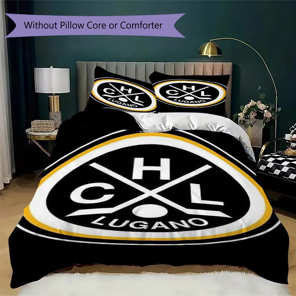 Biancheria da letto con motivo Hockey Club Lugano, Set piumone Copripiumino Federa Regalo di compleanno per la casa(1 * copripiumino + 2 * federa, senza nucleo)_lx