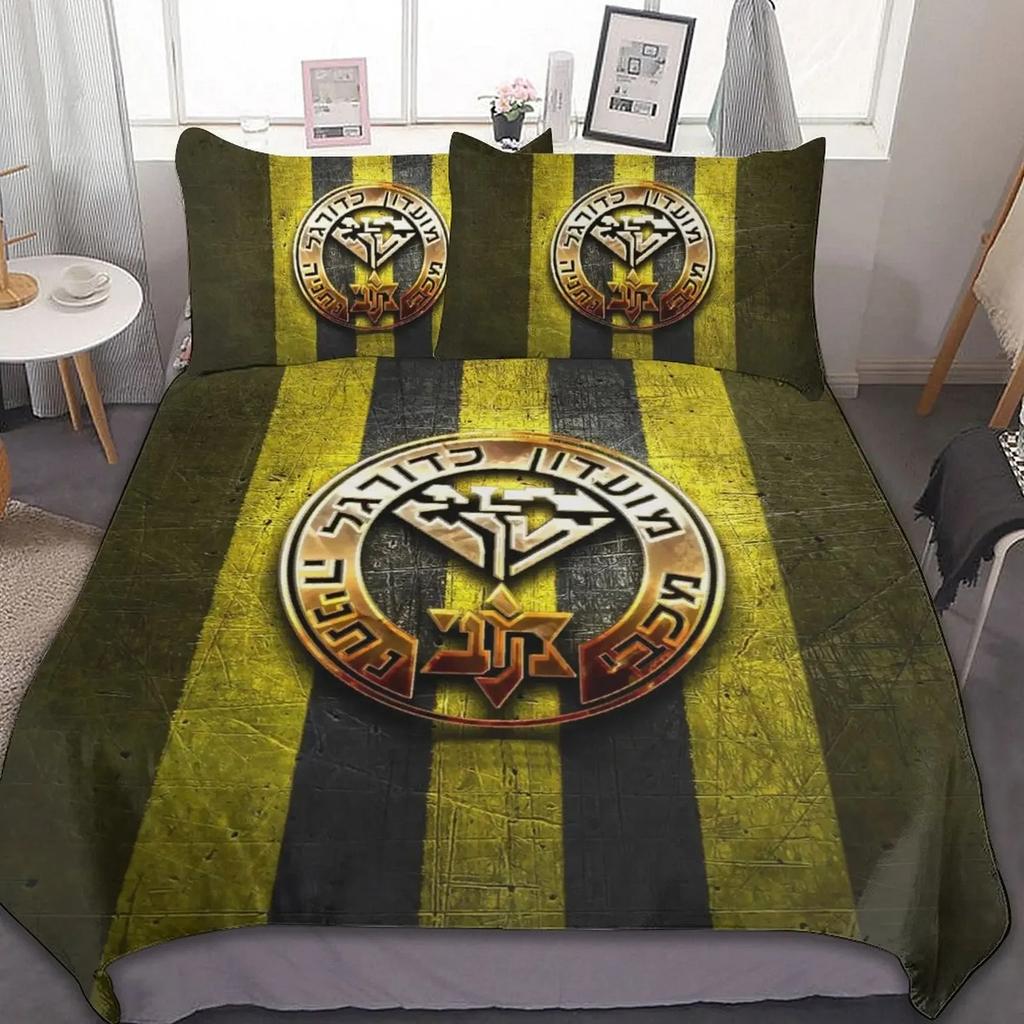 3D-gedrucktes Maccabi Netanya-Bettwäscheset, Bettbezug, Schlafzimmer-Tröster, Einzel-, Zwillings- und Kingsize-Bettbezug, Heimtextilien