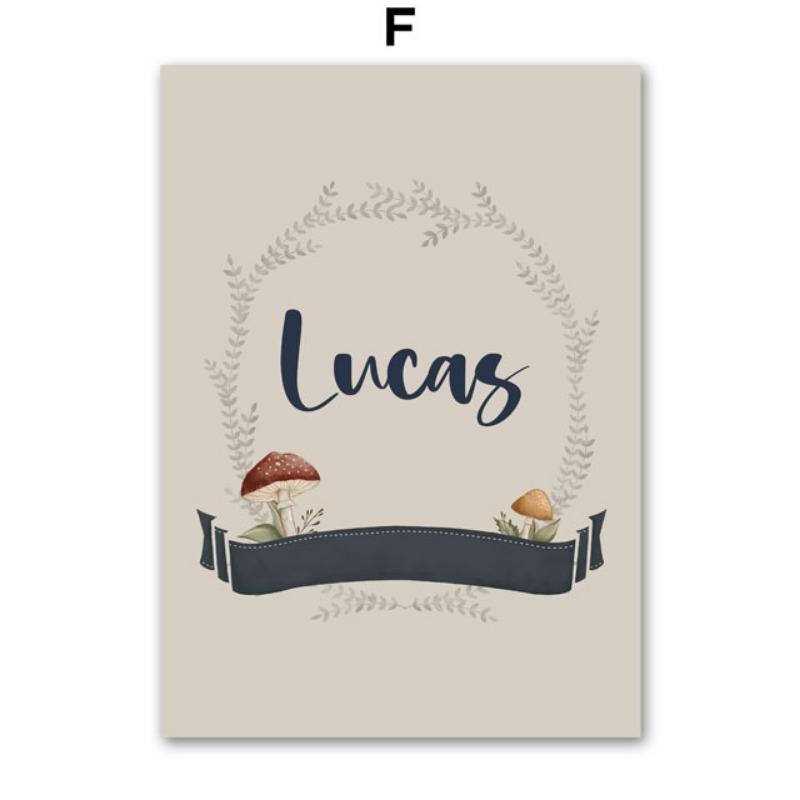 Cute Rabbit Fox Bear Deer Custom Name Nursery Wall Art Canvas Painting Nordic Posters And Prints Pictures Baby Kids Room Decor