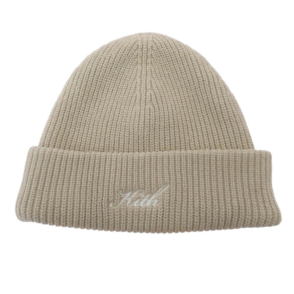 Used KITH Kiss 21-095-061-0004-4-0 Logo Knit Hat Beanie Beige [Used]