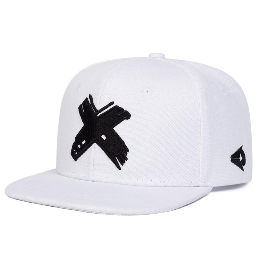 Simple Polyester Hip-hop Hats Adjustable Breathable Sunscreen Hat Flat Edge X Embroidery Snapback Baseball Hat Versatile Use