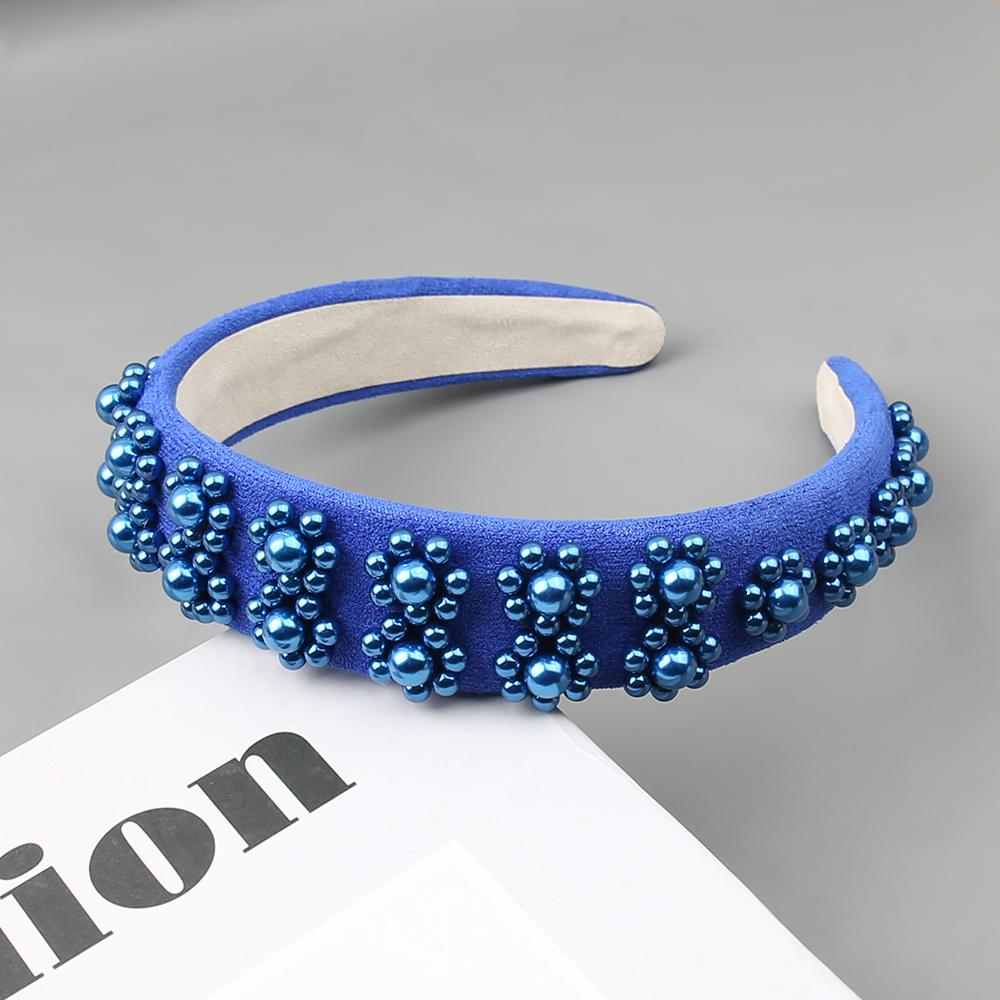 Hotselling Item Pearl Sponge Headband Handmade Nail Bead Multi-color Flower Hair Hoop Versatile and Fashionable Hair Accessories