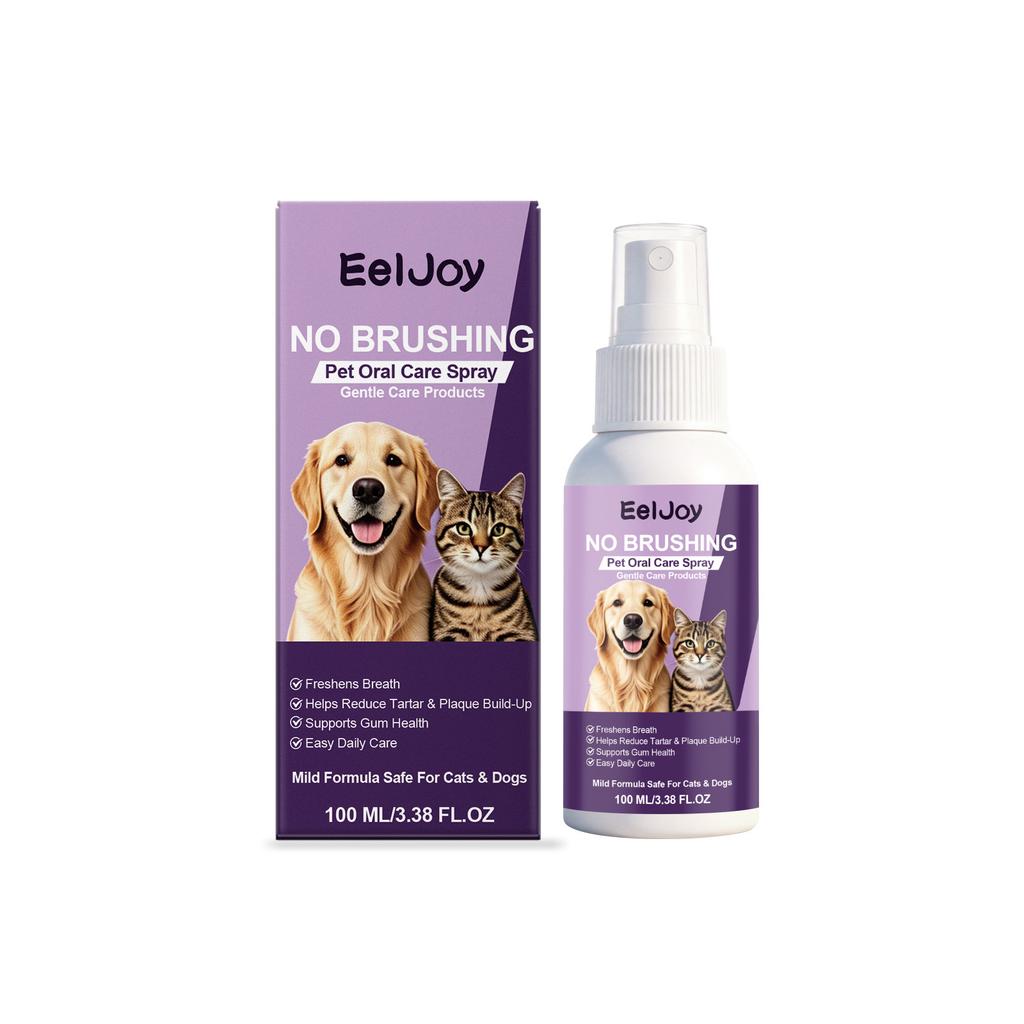 EelJoy No Brushing Pet Oral Care Spray Removes Oral Odor Supports Gum Health Convenient Gentle Pet Breath Freshener Spray 100ml