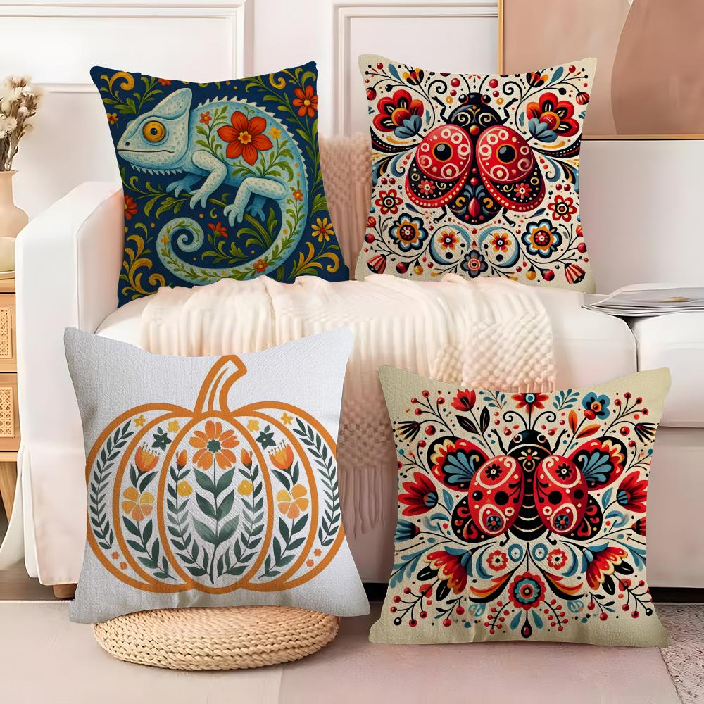 Fashing Natural Floral Colors Pillow Case Natural Linen Double-Sided Printing Sofa Home Decor Cushion Cover