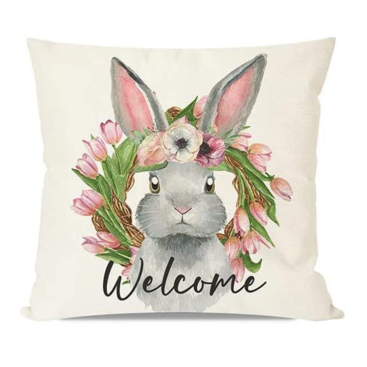 

Пасхальная наволочка Кролик Пасхальное яйцо Фестиваль Дом Диван Прикроватный Лен Подушка Чехол 45 * 45Cm (without pillow core)