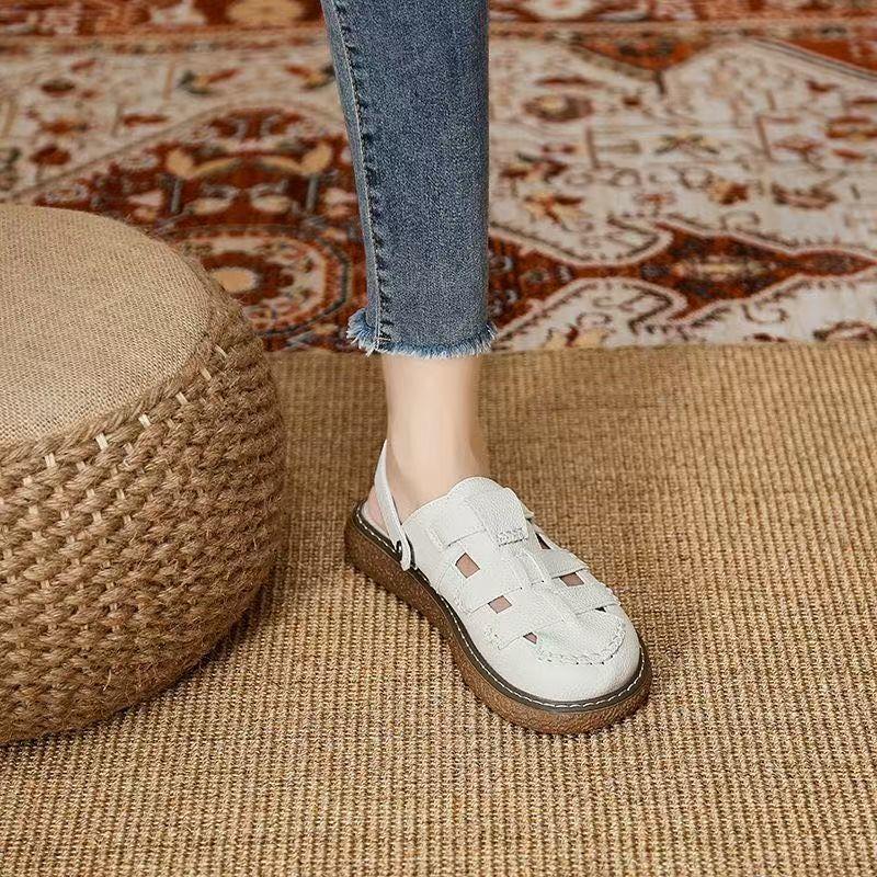 Fashion Outer Wear Breathable Semi-cool Slippers Spring and Autumn 2025 New Thick-soled Heightening Woven Roman Sandals Women's