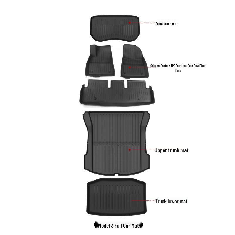 Tesla Model 3/Y Full Coverage Floor & Trunk Mats (RHD) - Front & Rear