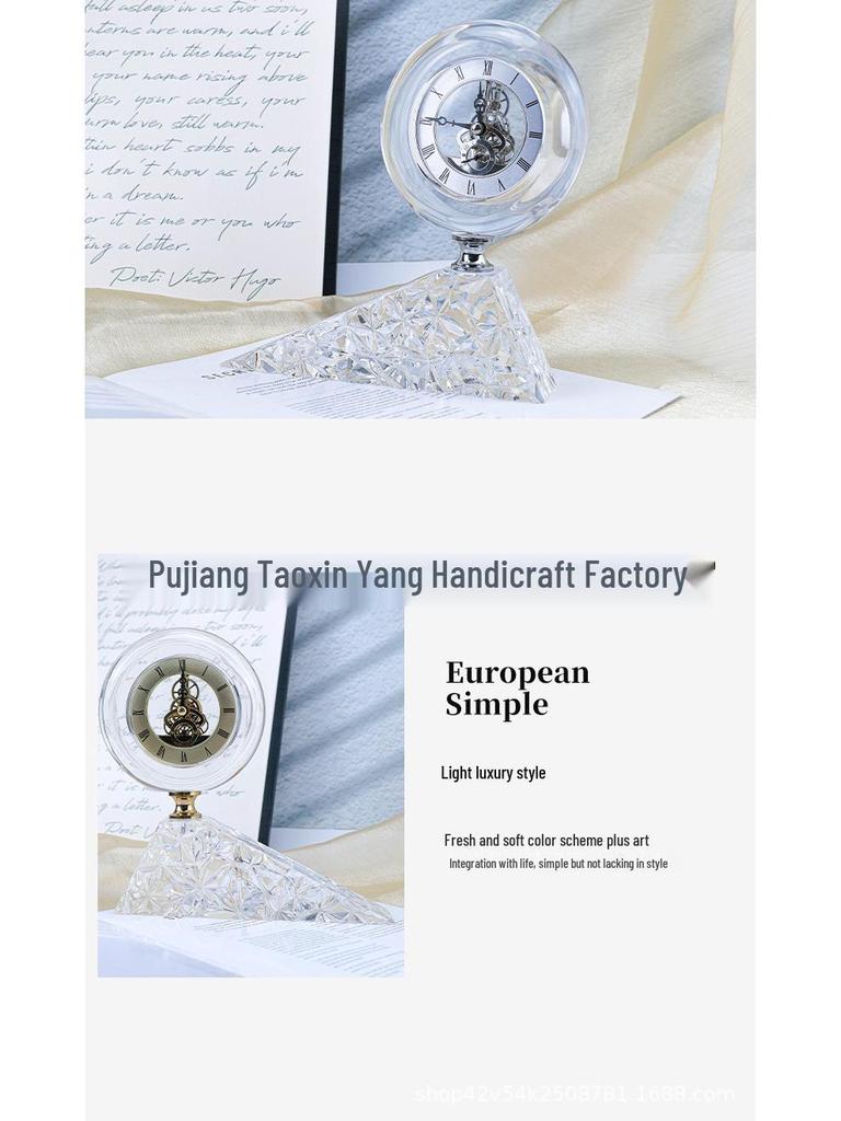 Luxury Glacier Crystal Clock Ornament for Living Room and Hotel Décor