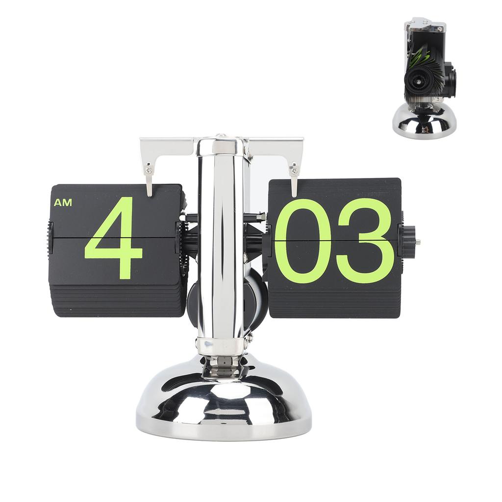 European Style Retro Digital Flip Down Clock 304 Stainless Steel Auto Mechanical Digital Flip Desk Clock for Home
