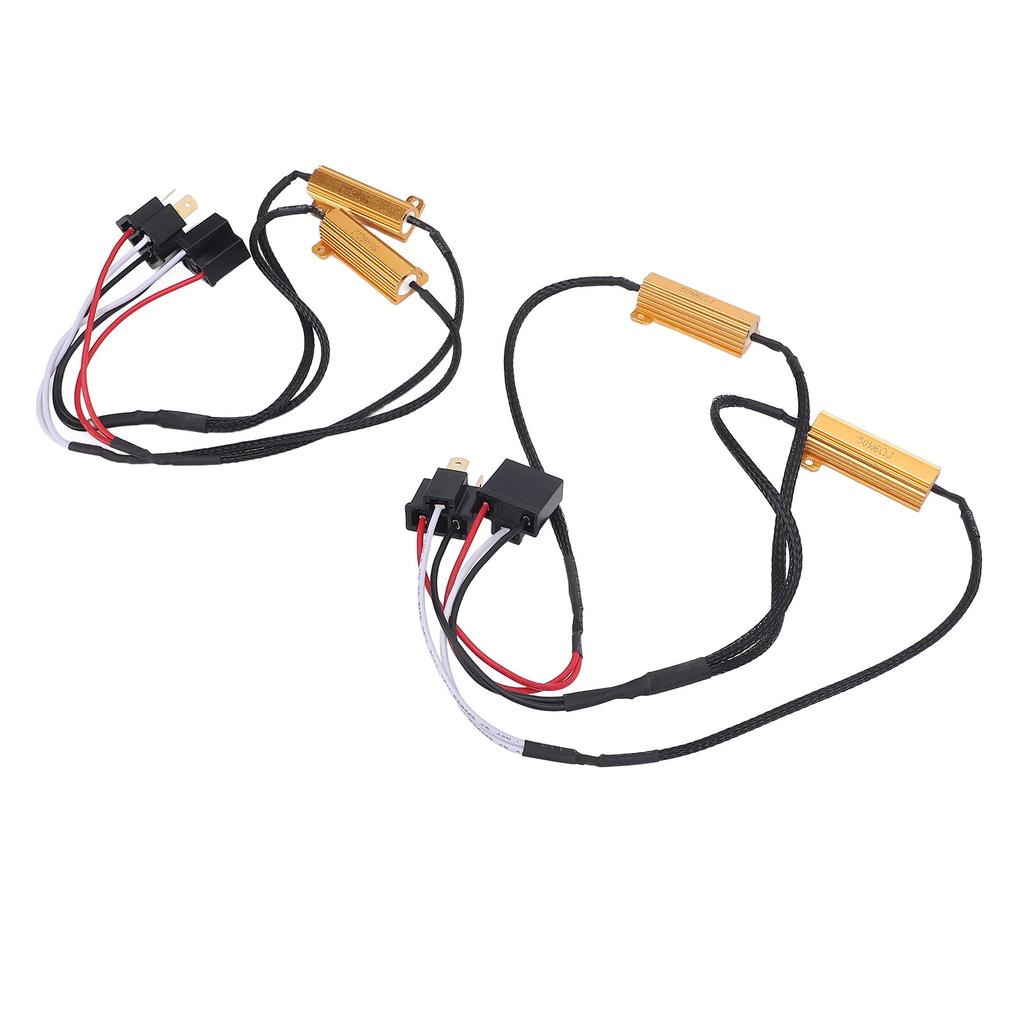 Pair of LED Load Resistor 50W 6ohm H4 9003 Anti Flickering LED Decoder Relay Harness Adapter for Turn Signal Daytime
