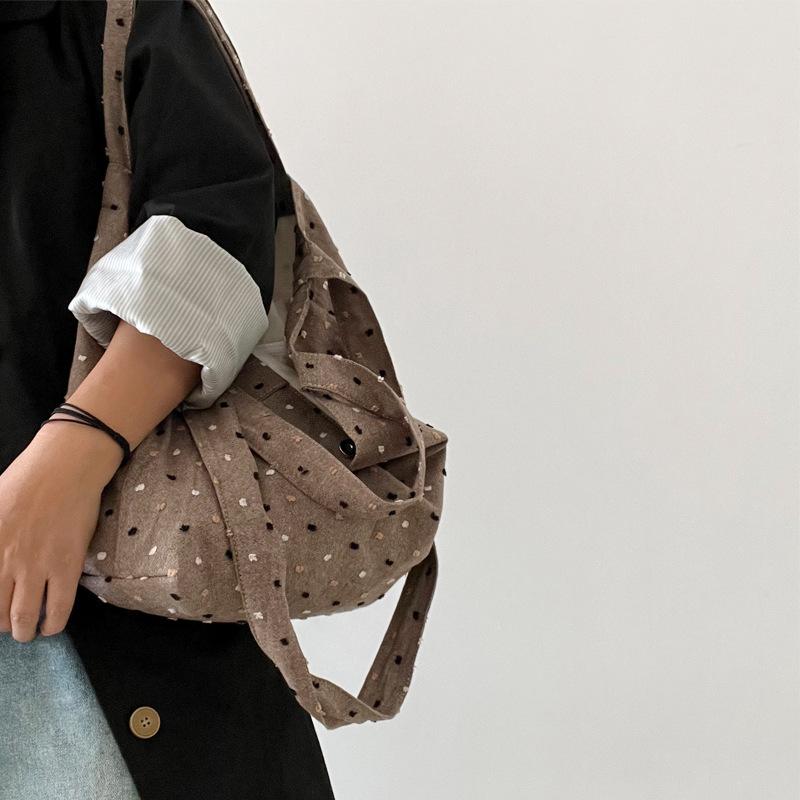 

Niche lazy retro linen cotton jacquard shoulder bag messenger bag commuter large capacity tote bag hand bag women s bag