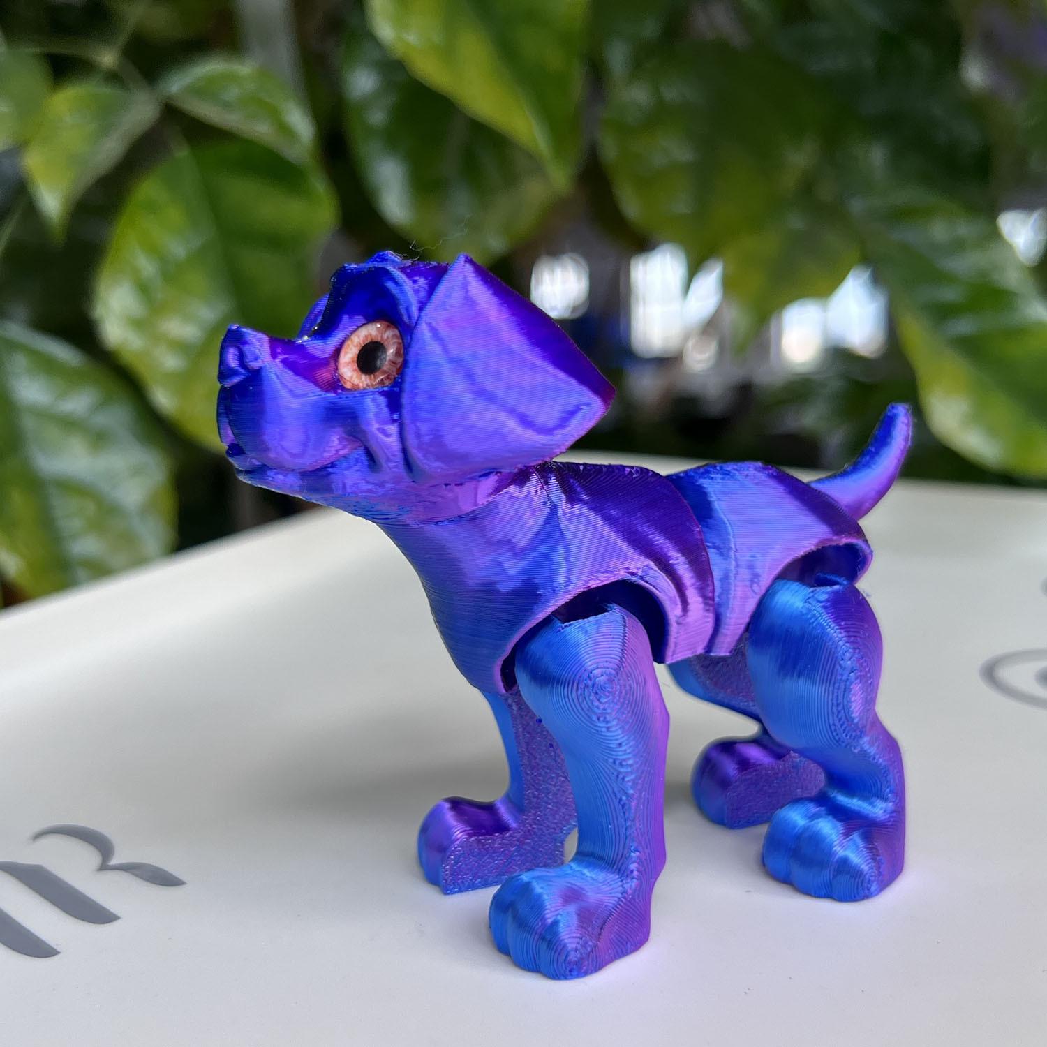 Realistic 3D Printed Puppy Toy with Movable Eyes - Can Stand or Lie Down 7cm 13g