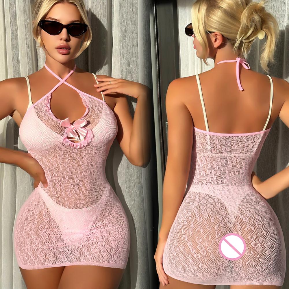 New Sexy Fishnet Long Dress Bobysuit Women Erotic Lingerie Dress Porno Babydolls Underwear Teddy Bodystockings Costumes For Sex