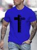Men's Summer 100% Cotton Fashion Cross Graphic Printed Loose Large Casual Round Neck Short Sleeve T-shirt