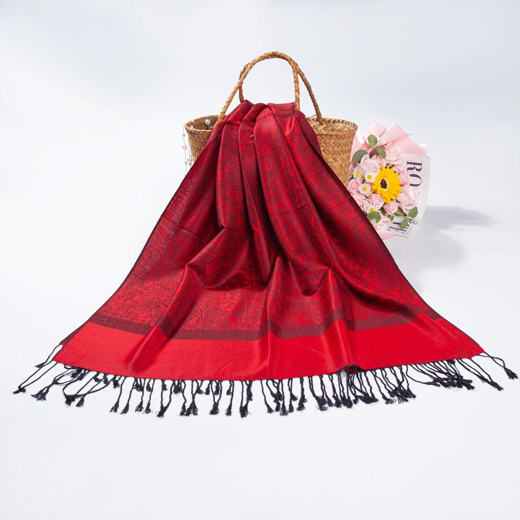 Ethnisch Stil Paisley Pashmina Hijab Schal mit Jacquard und Quasten