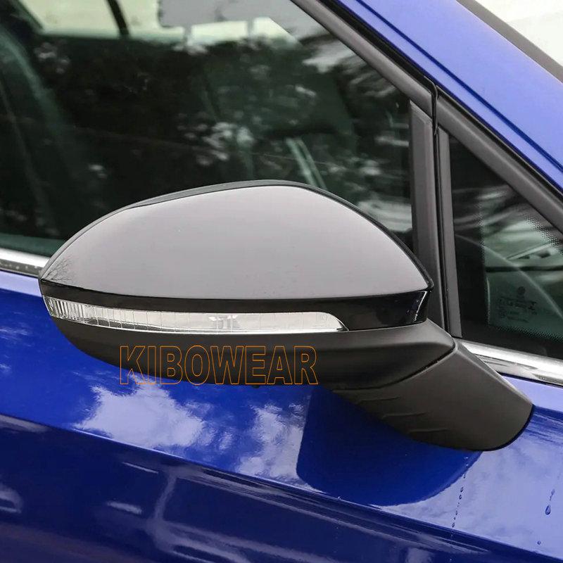 Pair Glossy black Side Mirror Caps for VW Golf GTI MK8 VIII 8 R Covers 2024 door wing rearview replace auto