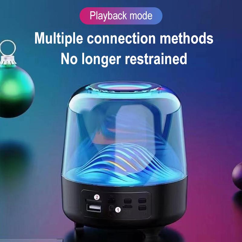 LED Multicolor Ambient Speaker with TWS Pairing – Portable Bluetooth Sound System with TF Card Slot for Christmas Decor