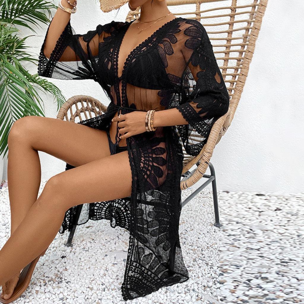 Lace, Embroidery, Cardigan, Swimsuit Outerwear, Beach Cover