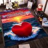 Heart and Sunset with Inspirational Quote. Non-slip rug suitable for living room and bedroom sofas.