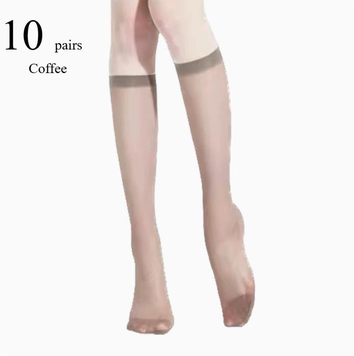 5/10/20 Pairs Women Ultra-Thin Nylon Stockings Transparent Elasticity Ladies Knee Socks Summer Long Socks For Girls Stocking