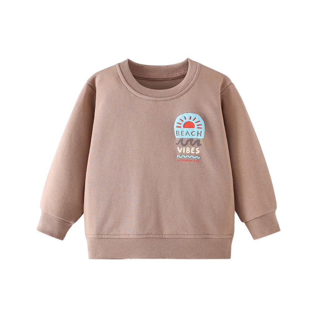 Autumn/Winter Boys' Cartoon Coconut Tree Hoodie, Ages 2-6, Long-Sleeve Round Neck Sweatshirt