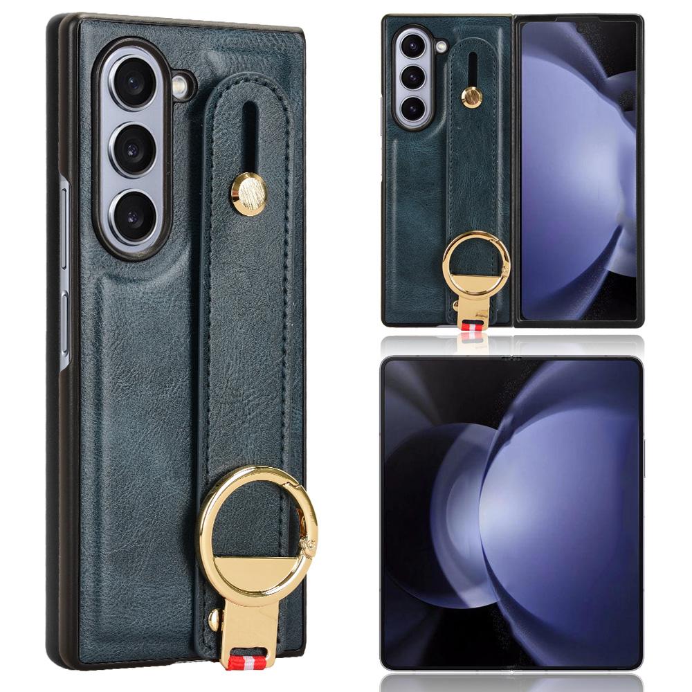 Für Samsung Galaxy Z Fold6 5G Hülle Leder+PC+TPU Armbandabdeckung mit Flaschenöffnerring