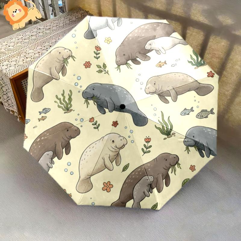 1 Pezzo Ombrello Pieghevole Automatico - Fantasia Animali Carini, Design Portatile e Pieghevole con 8 Stecche, Regali di Natale e Compleanno
