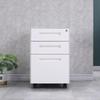 Mobile Three-Drawer Metal File Cabinet with Lock for Under-Desk Office and Printer Storage