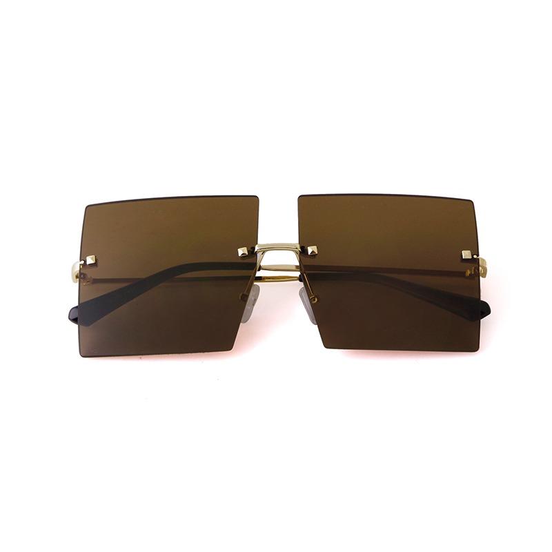 Fashion Oversized Square Rimless Sunglasses Women Men Designer Ocean Blue Pink Lens Frameless Sun Glasses Gradient Shades S30D