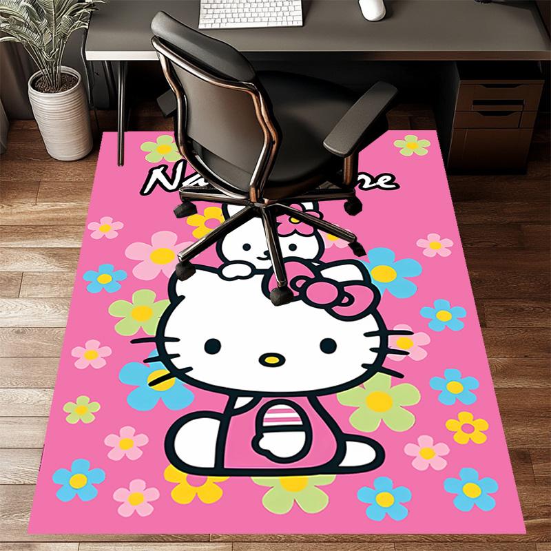 Custom HelloKitty Mat Personalized Name, Polyester Washable Indoor Entryway Rug, Gift for Christmas, Easter, Thanksgiving Day