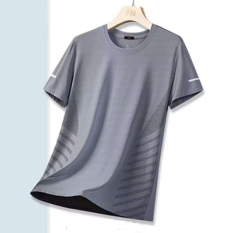 T-Shirt Summer Men S Short-Sleeved Summer New Ice Silk Quick-Drying Round Neck Short-Sleeved T-Shirt Men S Casual Versatile Simple Top M