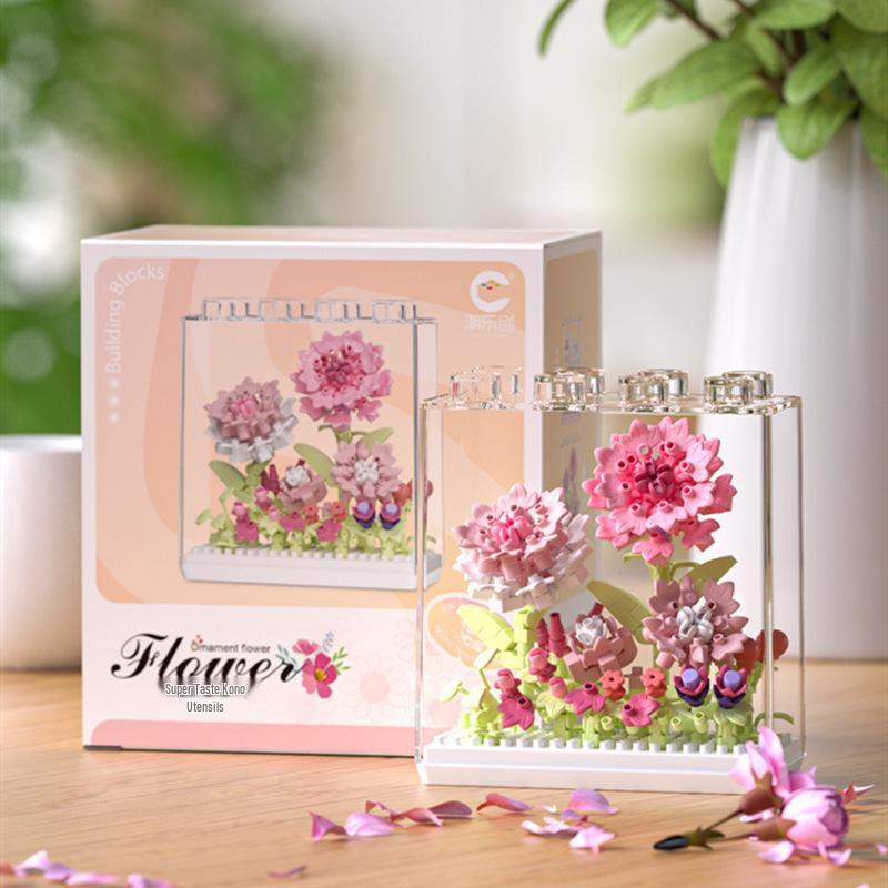 Music Flower Box Compatible Building Blocks Bouquet: Sunflower & Carnation Toy for Children and Teachers