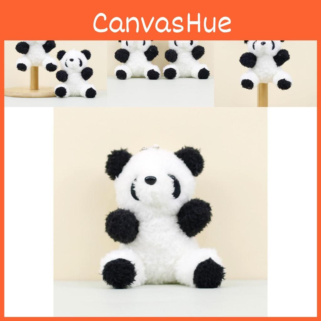 Adorable Curly Panda Plush Toy Keychain Soft Coral Fleece Stuffed Animal