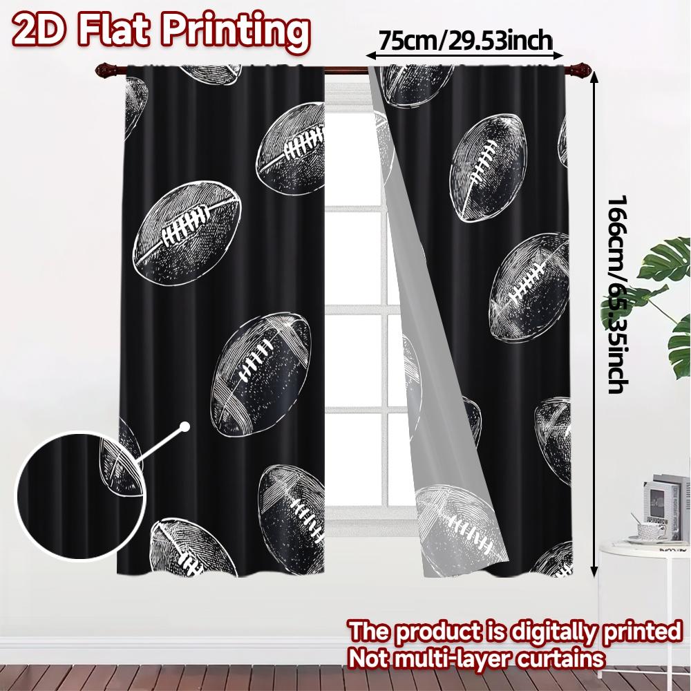 Set aus 2 modernen, flach bedruckten Jit-Vorhängen ohne Stange Fußball-Rausch Beliebter Polyester-Vorhang mit Thermofunktion