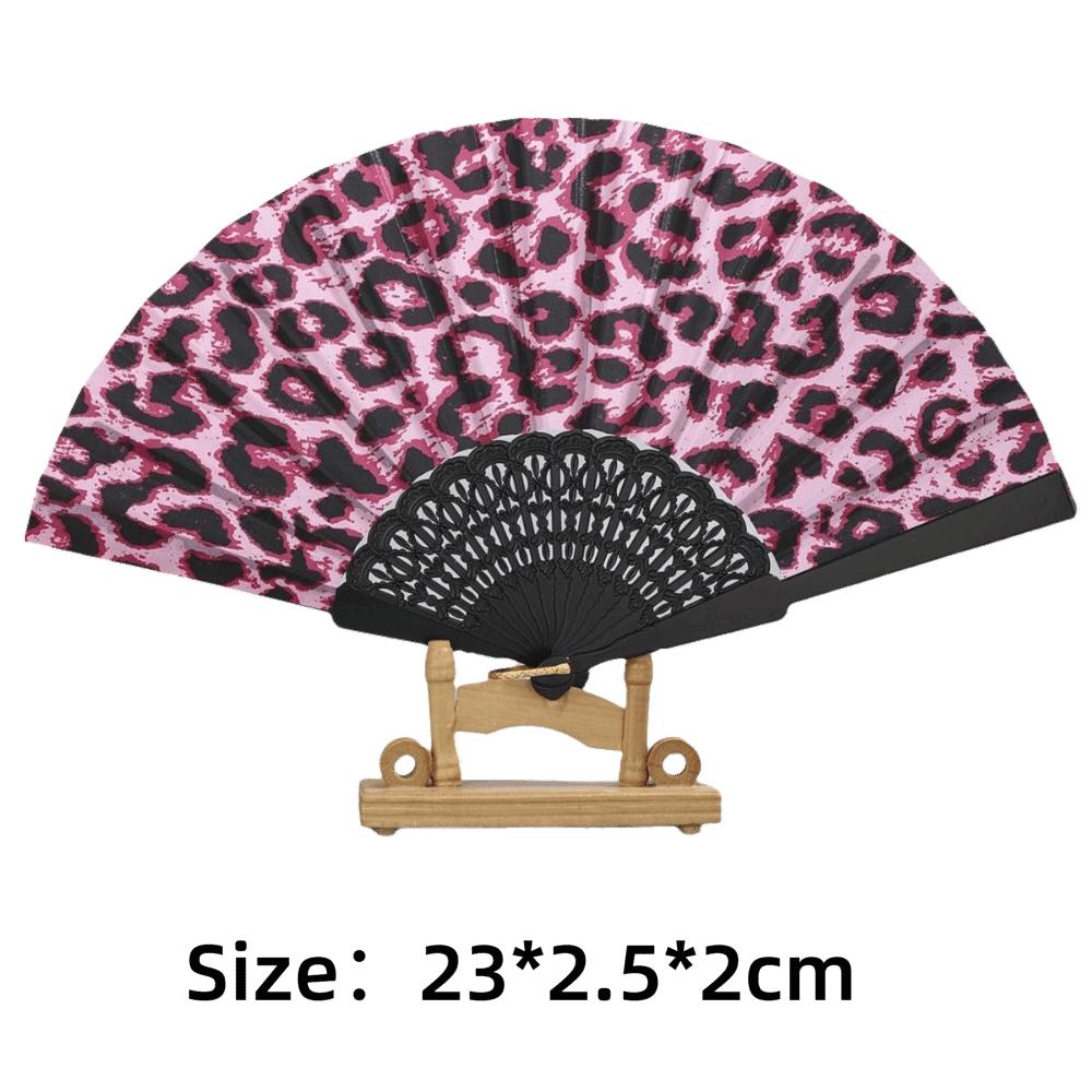 Cloth Hand Fold Fan Leopard Print Dance Fan Portable Performance Fan  Performance Decor