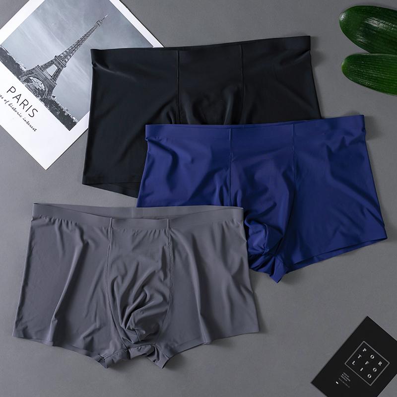 Men's Summer Thin Ice Silk Breathable Non-mark Flat Angle Underwear