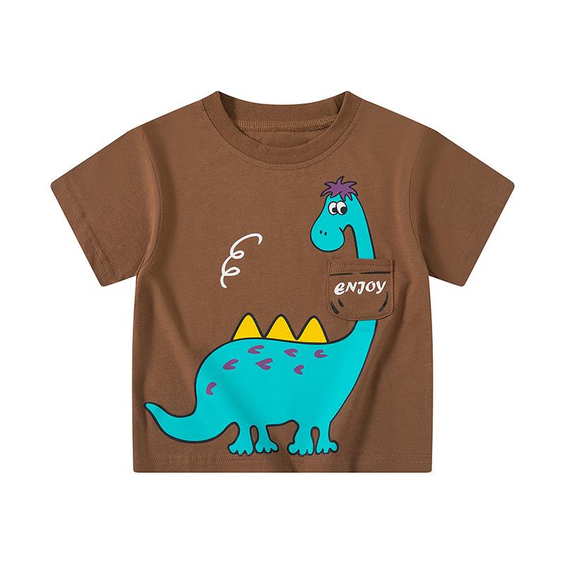 Summer Boys Cartoon Pocket T-shirt - Loose Fit, Short-Sleeved 90 cm
